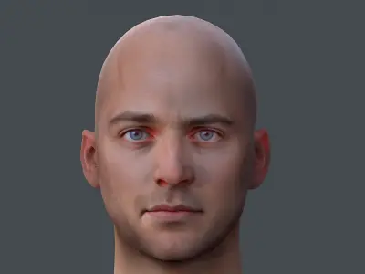 Male head Realistic Perfect Head Low-poly 3D model game ready  Low-poly 3D model