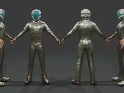 Astronaut Character 3D Model  Game-Ready and Fully Rigged Low-poly 3D model