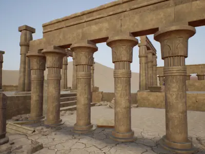 Desert Ruins 3D model  pillar brick  small stone Low-poly 3D model