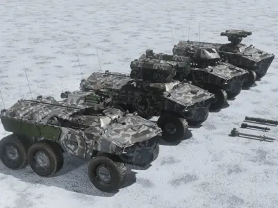 Sci-fi APC collection snow camouflage 3D model