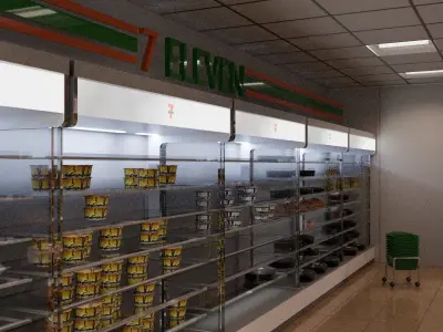 711 Convenience Store Model Japan with blender file Low-poly 3D model