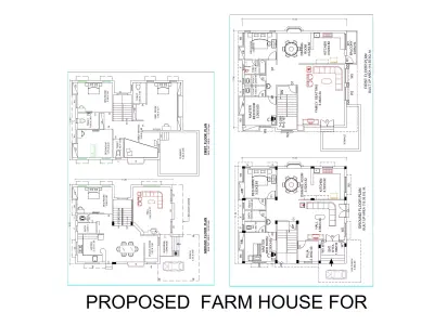 Farm House Floor Plan  2D Architectural Drawing 3D model