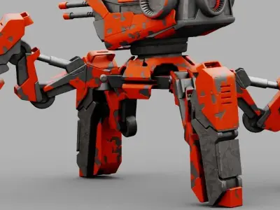 Spider Robot rigged character 3D model