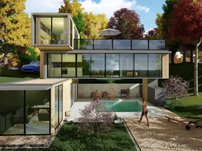 modular container home 3d model Low-poly 3D model