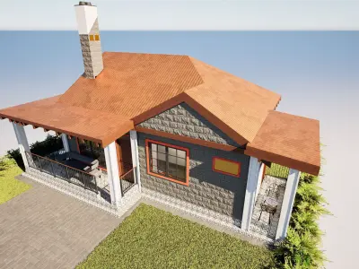 Small House Interior  Exterior Low-poly 3D model