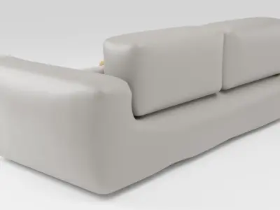 Soft leather sofa for relaxing in light colors 3D model