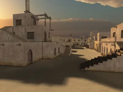 Arabic city streets Low-poly 3D model