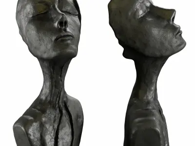 Sculpting a woman face towards the sky 3D model