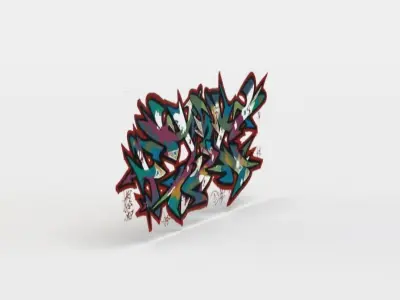 Graffiti sticker Low-poly 3D model