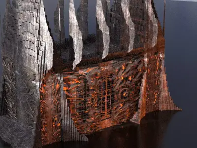 Norse Gods Engraved Dark Tower Gate Wall  3D model