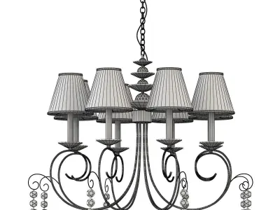 Chandelier with five lamps and crystals 3D model