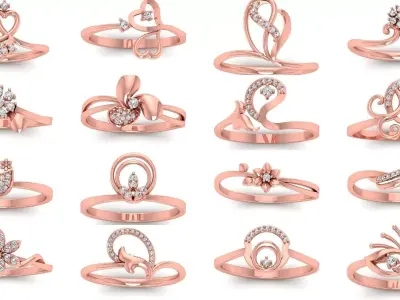170 Wedding Engagement Women Light Weight Rings Collection 3D Model Pack
