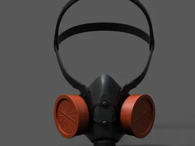 Gas mask helmet 3d model military combat fantasy cyborg  Low-poly 3D model