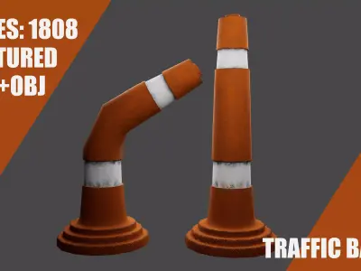 Traffic Barrier Low-poly 3D model 3