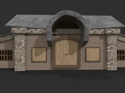 3D Game House with PBR Texturing Low-poly 3D model