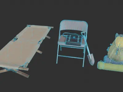 Camping Equipment Low-poly 3D model