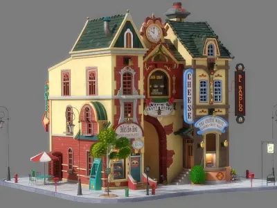 Cartoon House 07 3D model purchase