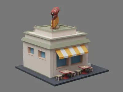 Kebab cafe Low-poly 3D model