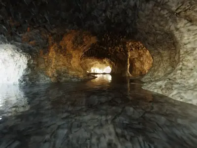 Cave V12 - Complex Cave Base Environment with Water 3D model