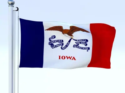 Animated Iowa Flag Low-poly 3D model