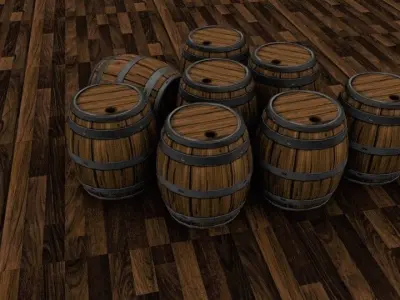 Barrel on floor Low-poly 3D model