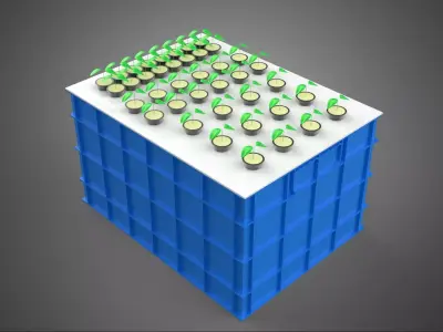 WATER TANK CRATE STORAGE CONTAINER AEROPONIC PLANT GROW FARM 3D model