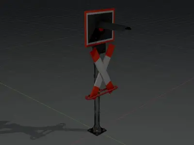 Railroad Crossing Traffic Light Low-poly 3D model