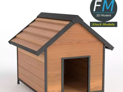 Doghouse wooden dog house 3D model