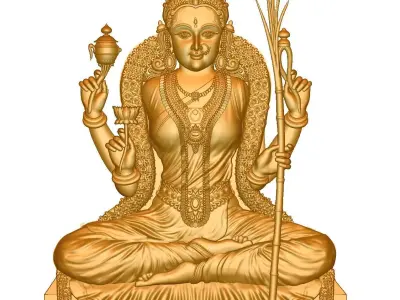 goddess Laxmiji Bas Relief  file 3Dprint model 2 3D print model