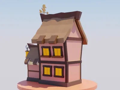 Stylized Fantasy House Low-Poly Game Ready Low-poly 3D model