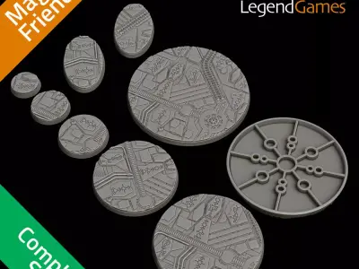 Complete Necro Tech Base set for Wargaming - solid and magnet 3D print model