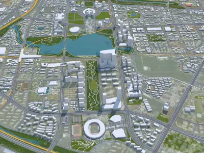 Hefei Anhui China 70km AI Low-poly 3D model