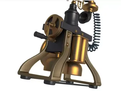 Vintage Corded Telephone 3D model