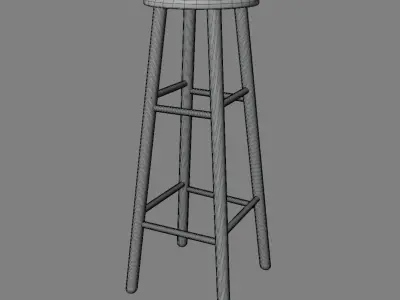 OakStoo01 wooden stool Free low-poly 3D model
