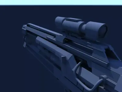 Sci-fi high poly game ready Gun Low-poly 3D model