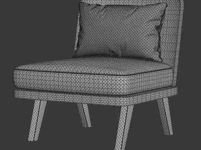 Alexa wooden chair  Low-poly 3D model