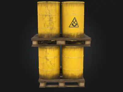Radioactive Barrels on Pallet  Hazardous Cargo for High Stakes  3D model