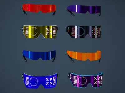 Sci-Fi Glasses Visor Pack 3 Low-poly 3D model