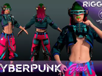 CyberPunk Girl Low-poly 3D model