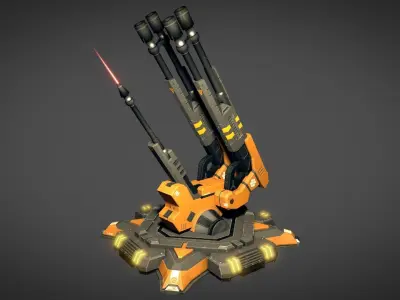 Sci Fi Flak Cannon Low-poly 3D model