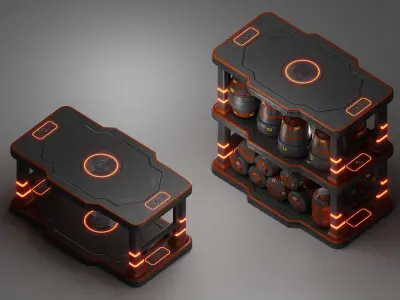 Sci Fi Storage Platform  Low-poly 3D model