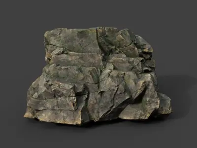 Low poly Mossy Sharp Modular Rock 211210 Low-poly 3D model