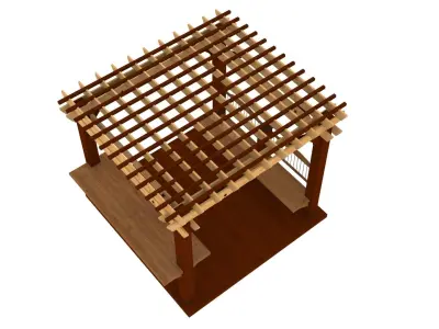 Patio Gazebo with Floor Low-poly 3D model