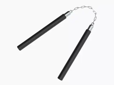 Nunchaku with chain light plastic 3D model