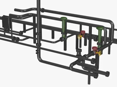Black Industrial Pipes 3D model