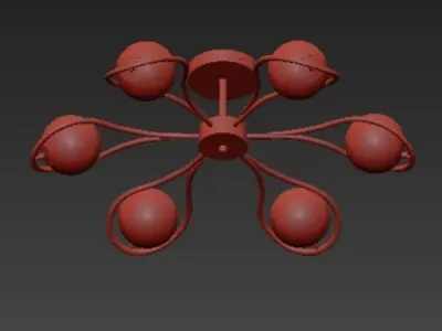 Chandelier light fixture with three balls 3D model
