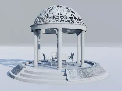 Classical Stone Gazebo  Low-poly 3D model