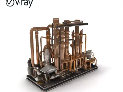 Industrial Refinery Pipes and Equipment Model Pack Low-poly 3D model