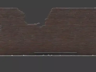 Urban Destroyed Wall 3D Model Low-poly 3D model