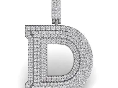 Alphabet Latter D Diamond Pendent 3D print model